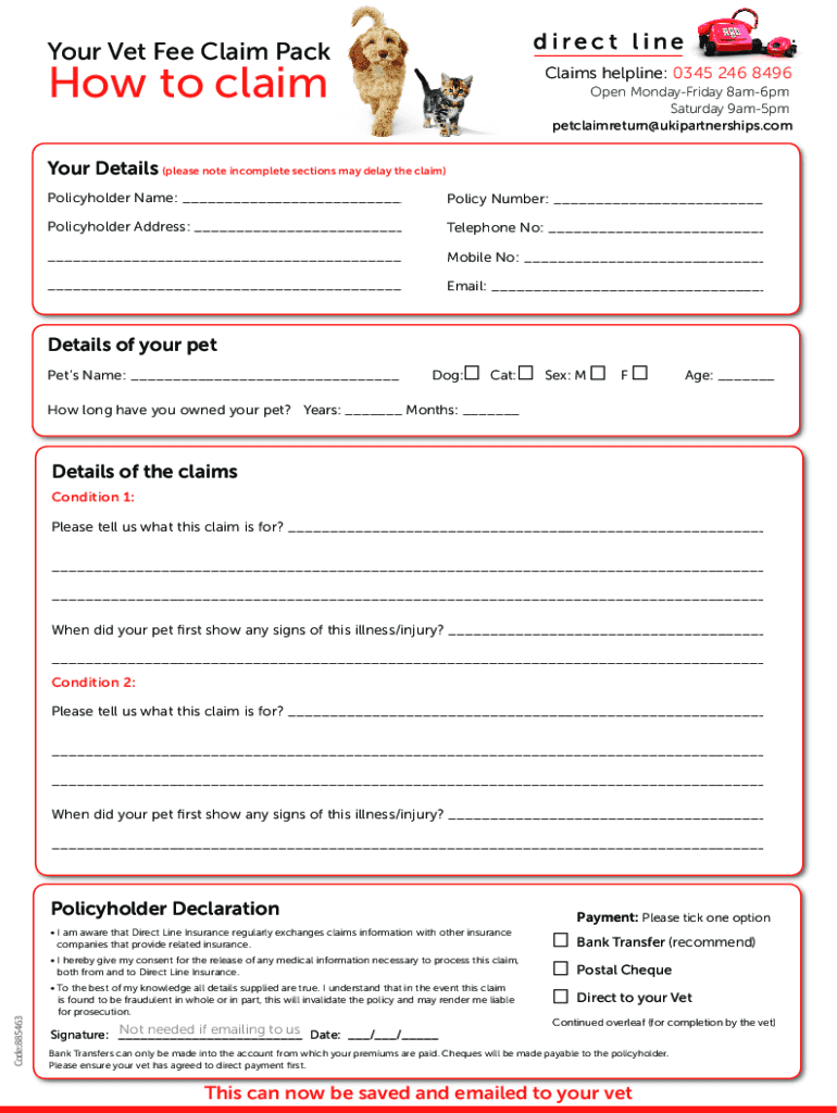 Printable Nationwide Pet Insurance Claim Form Printable Forms Free Online