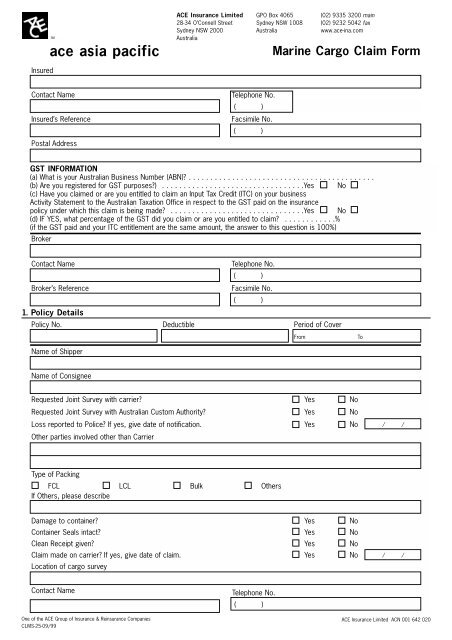 Printable Ship Claim Form