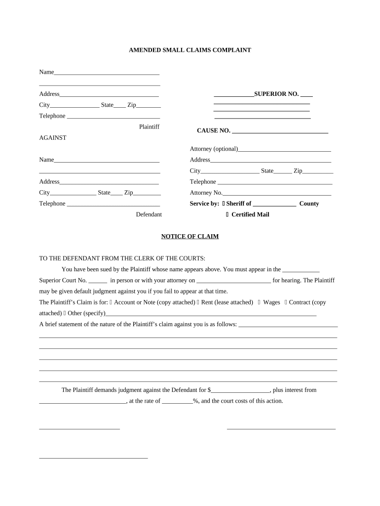 Printable Small Claims Forms Seymour Indiana Printable Forms Free Online