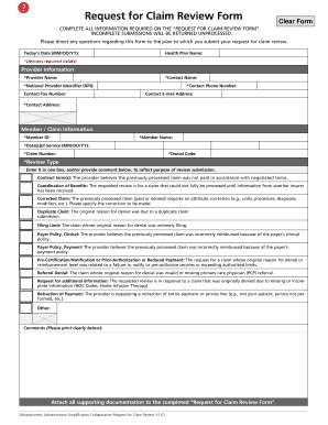 Request For Claim Review Form Fallon Community Health Plan Fill And 