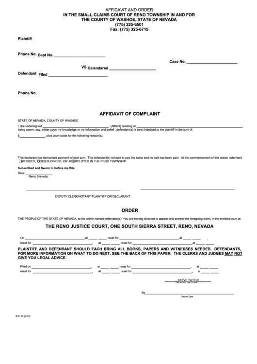 Rogers County Small Claims Affidavit Form 2023 PrintableAffidavitForm