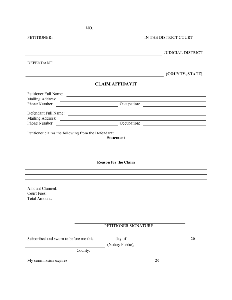 Small Claims Affidavit Template Fill Out Sign Online And Download 