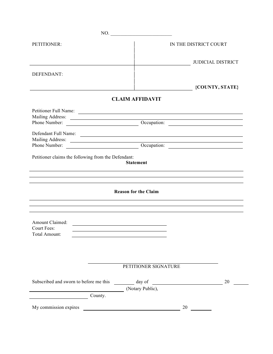 Small Claims Affidavit Template Fill Out Sign Online And Download