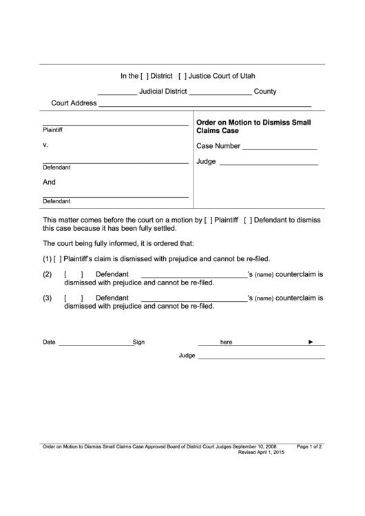 Small Claims Case Dismissal Form ClaimForms