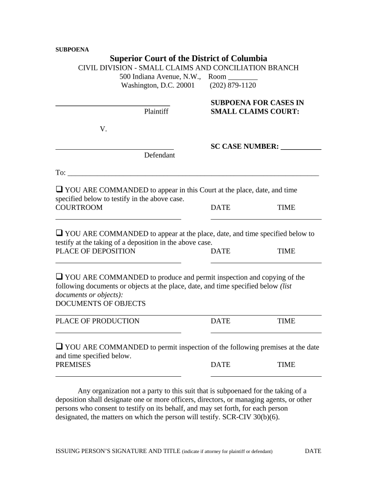 Small Claims Court Dc Forms Fill Out Sign Online DocHub