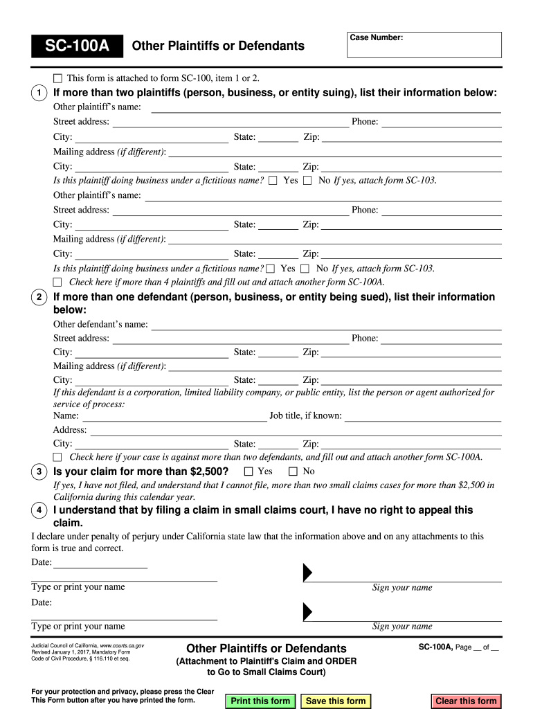 Small Claims Form Sc 100 Fill Out Sign Online DocHub