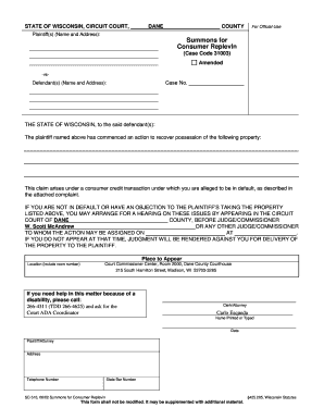 Small Claims Forms Clerk Of Courts Dane County Fill And Sign 