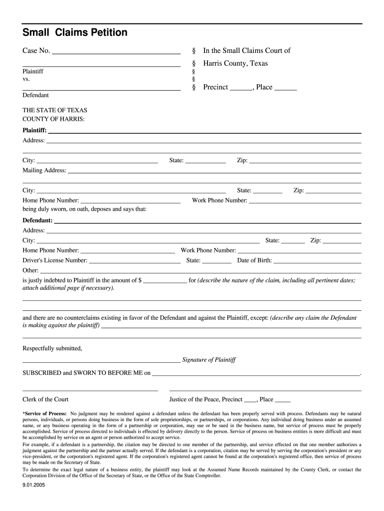 Small Claims Petition Form Texas Fill Out Sign Online DocHub