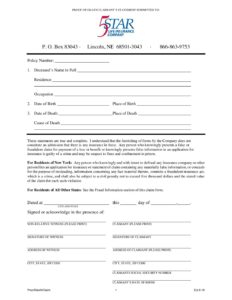 Star Life Insurance Claim Form ClaimForms