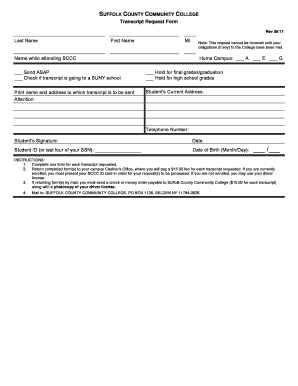 Suffolk County Community College Transcript 2017 2024 Form Fill Out 