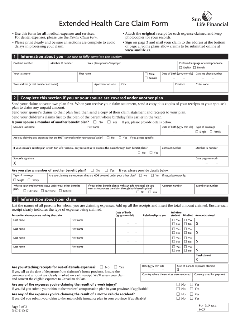 Sunlife Claim S 2017 2024 Form Fill Out And Sign Printable PDF 