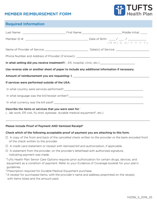 Tufts Health Plan Medical Claim Form PlanForms