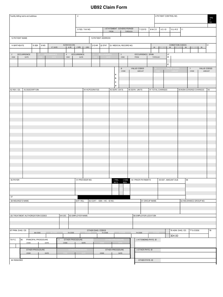 UB92 Fill And Sign Printable Template Online US Legal Forms