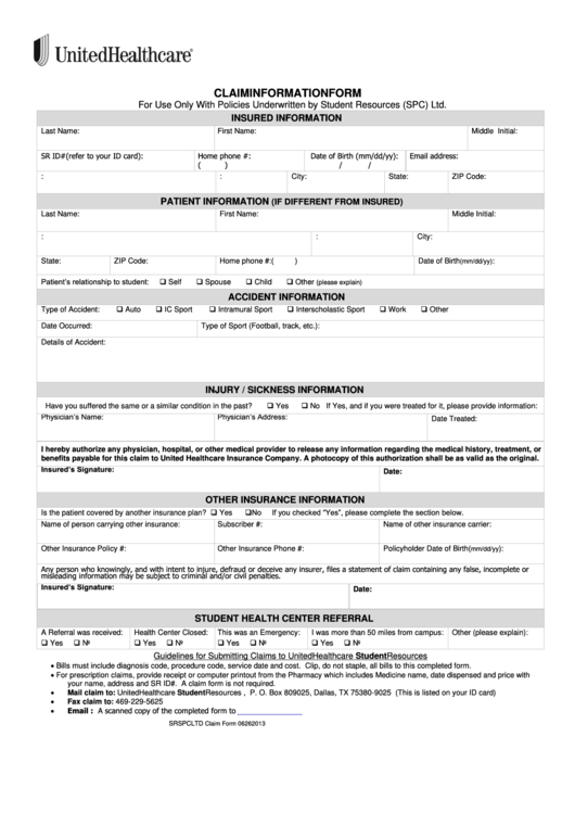 Uhc Life Insurance Claim Form Financial Report