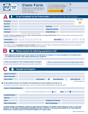 UK HSF Health Plan Claim Form 2022 2024 Fill And Sign Printable