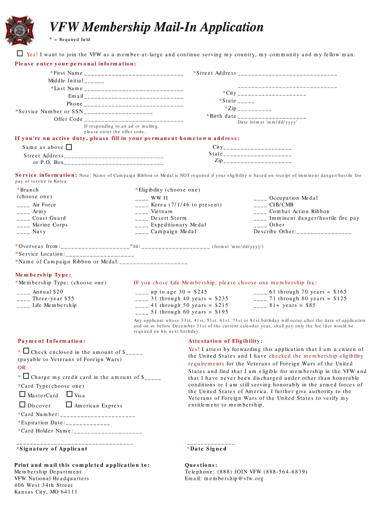 Vfw Forms Online Fill Online Printable Fillable Blank PdfFiller