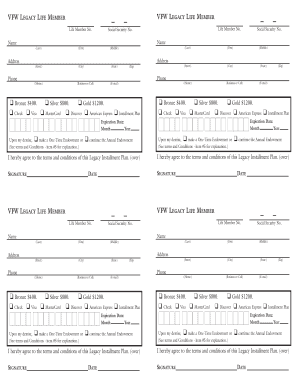 Vfw Legacy Life Member Application Fill And Sign Printable Template 