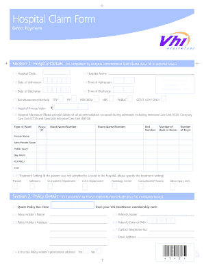 Vhi Claim Form Fill And Sign Printable Template Online