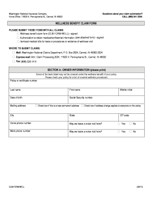 Washington National Wellness Claim Form Fill And Sign Printable 