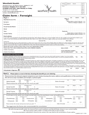 Westfield Claim Form Fill Online Printable Fillable Blank PdfFiller